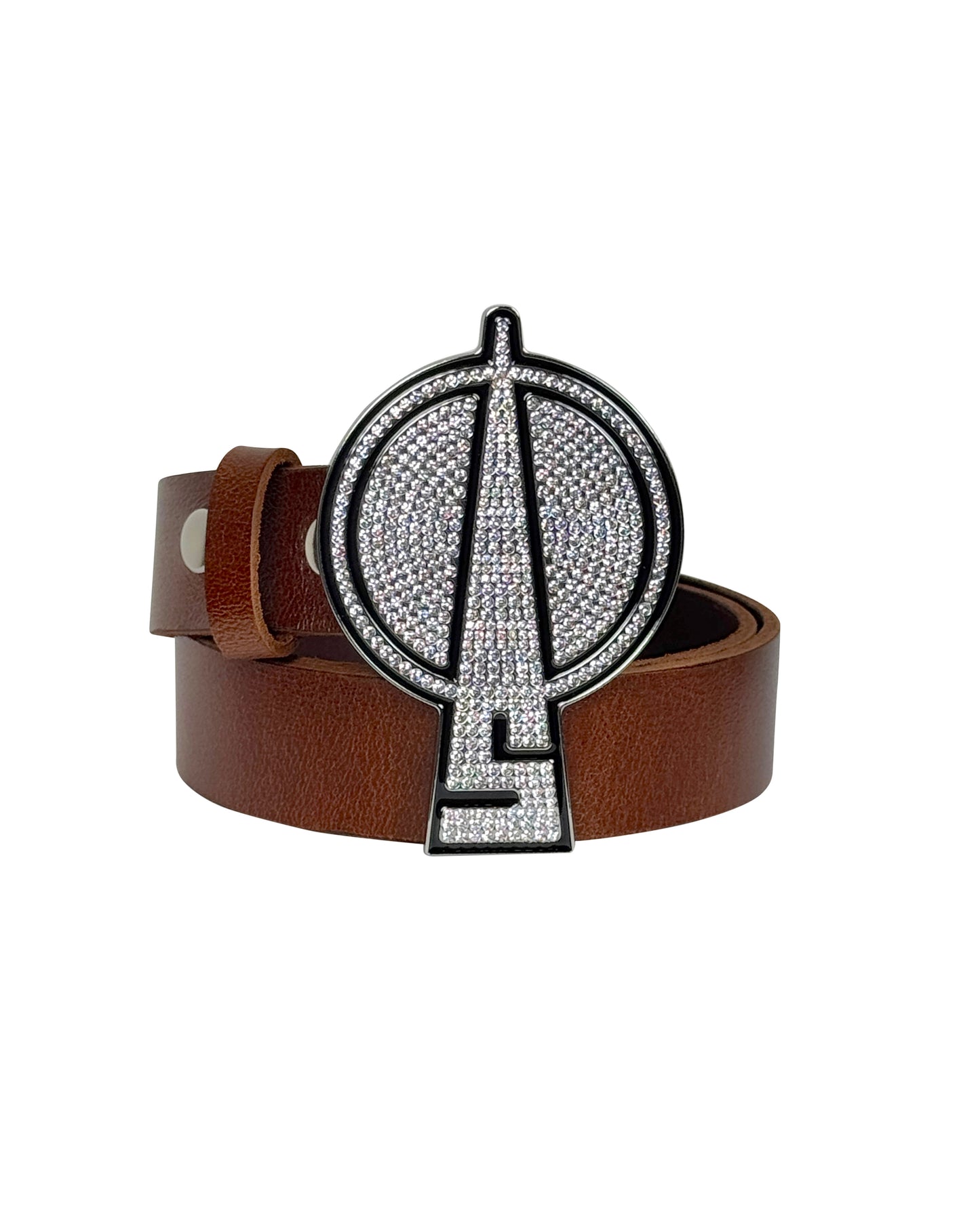 Crystal SEKS Logo Belt Brown