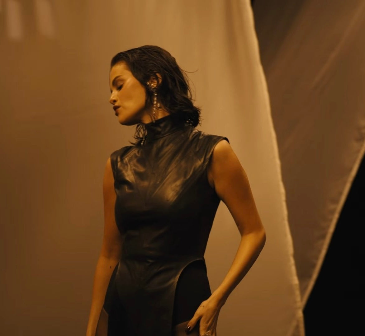 Black Leather Open Leg Dress