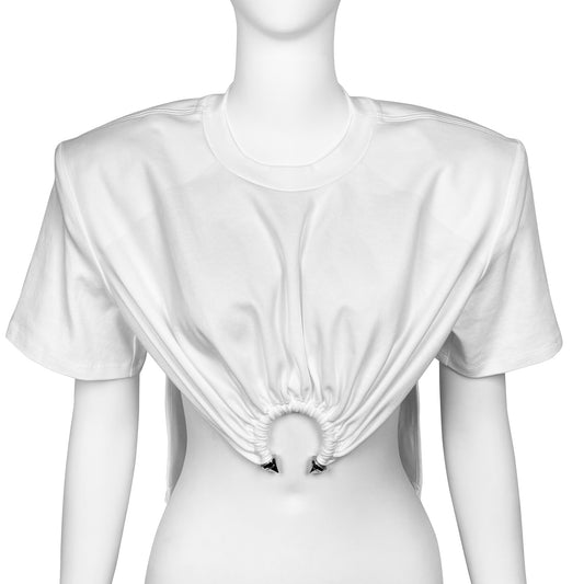 SEKS Detachable Shoulder Pad Cropped Piercing Tee