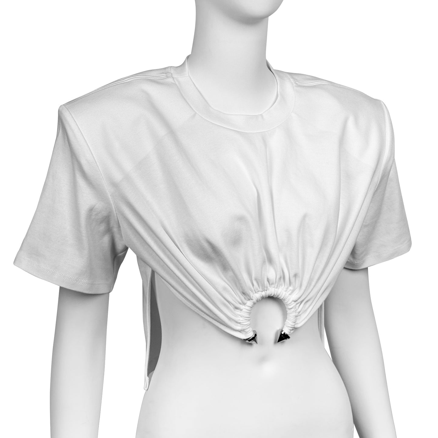 SEKS Detachable Shoulder Pad Cropped Piercing Tee