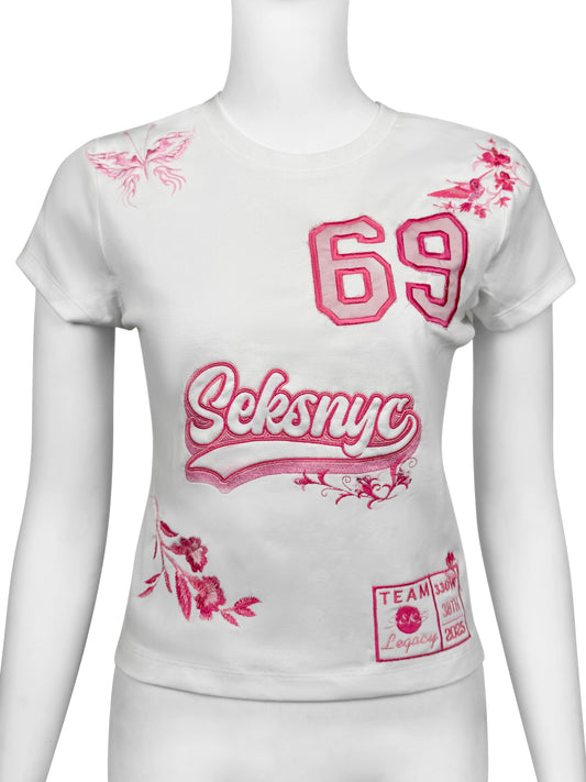 1-of-1 Summer 25 Embroidered BB Tee, White