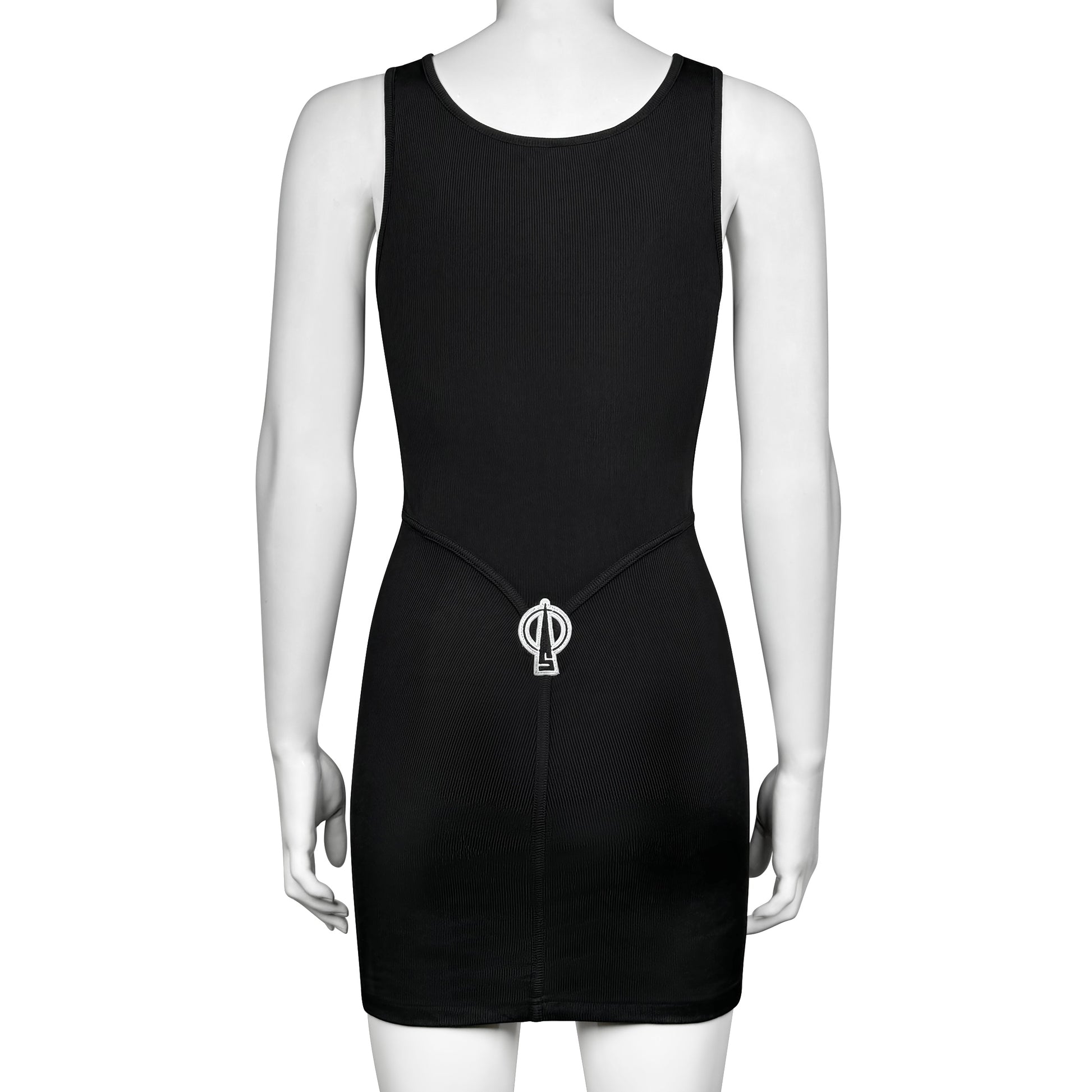 Black SEKS Corset Tank Thong Dress Back Embroidered Logo