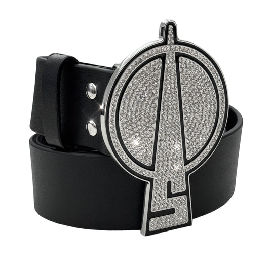 Crystal SEKS Logo Leather Belt