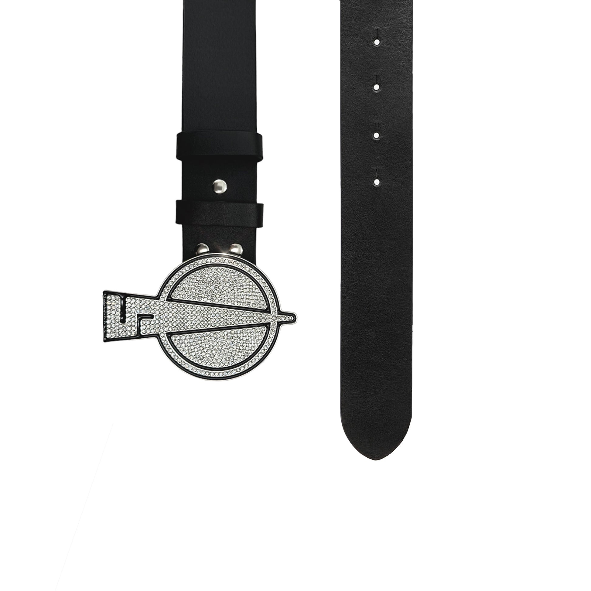Crystal SEKS Logo Leather Belt Strap and Buckle