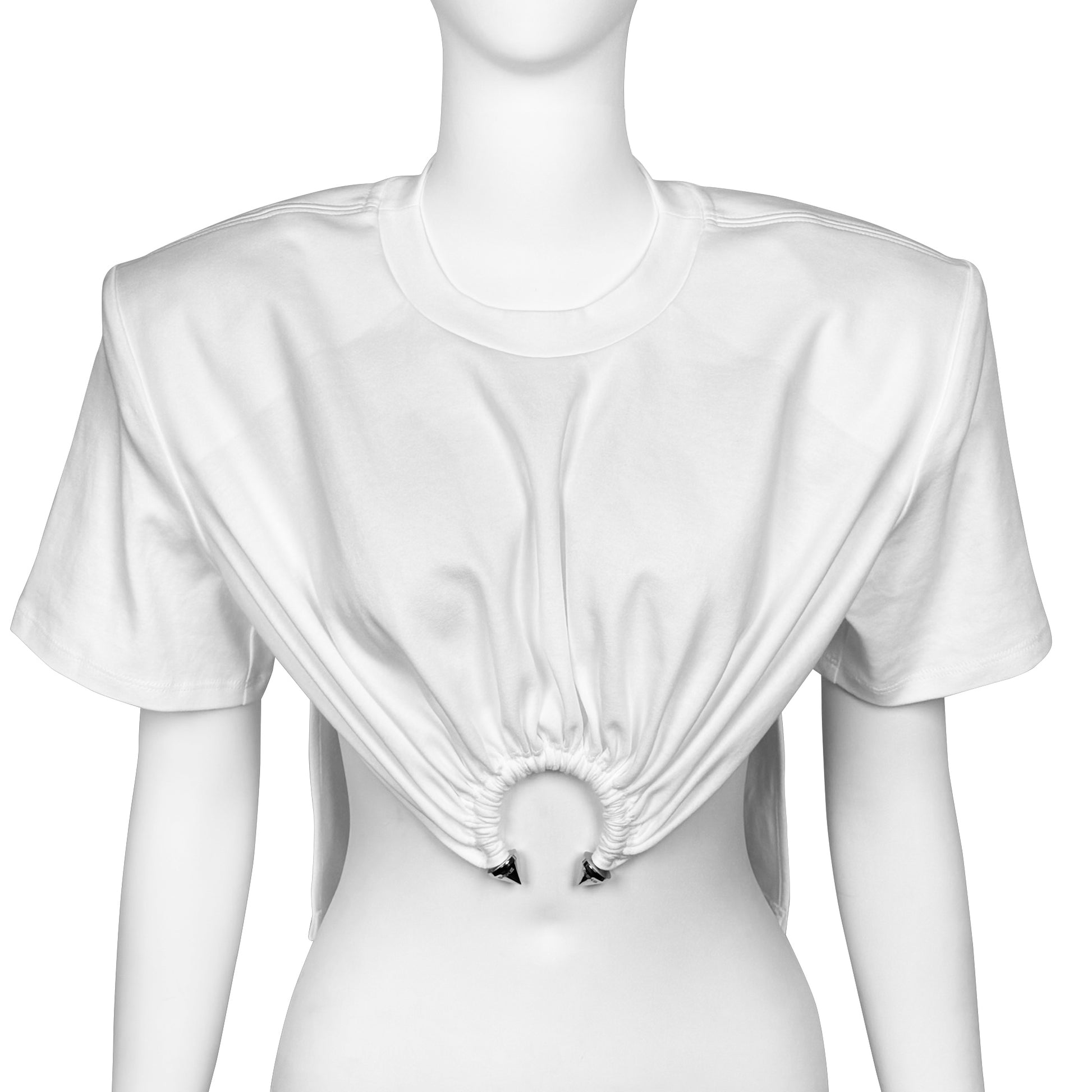 SEKS Detachable Shoulder Pad Cropped Piercing Tee 