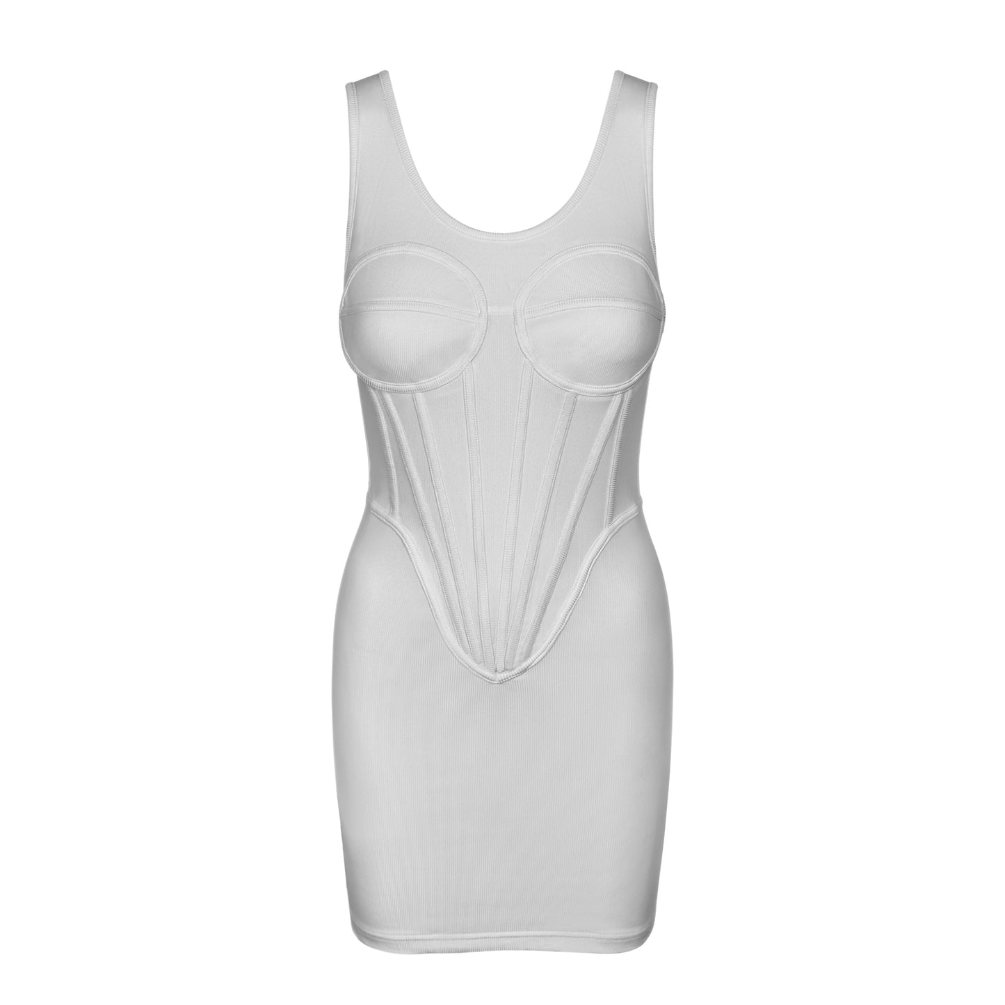 SEKS White Corset Tank Thong Dress