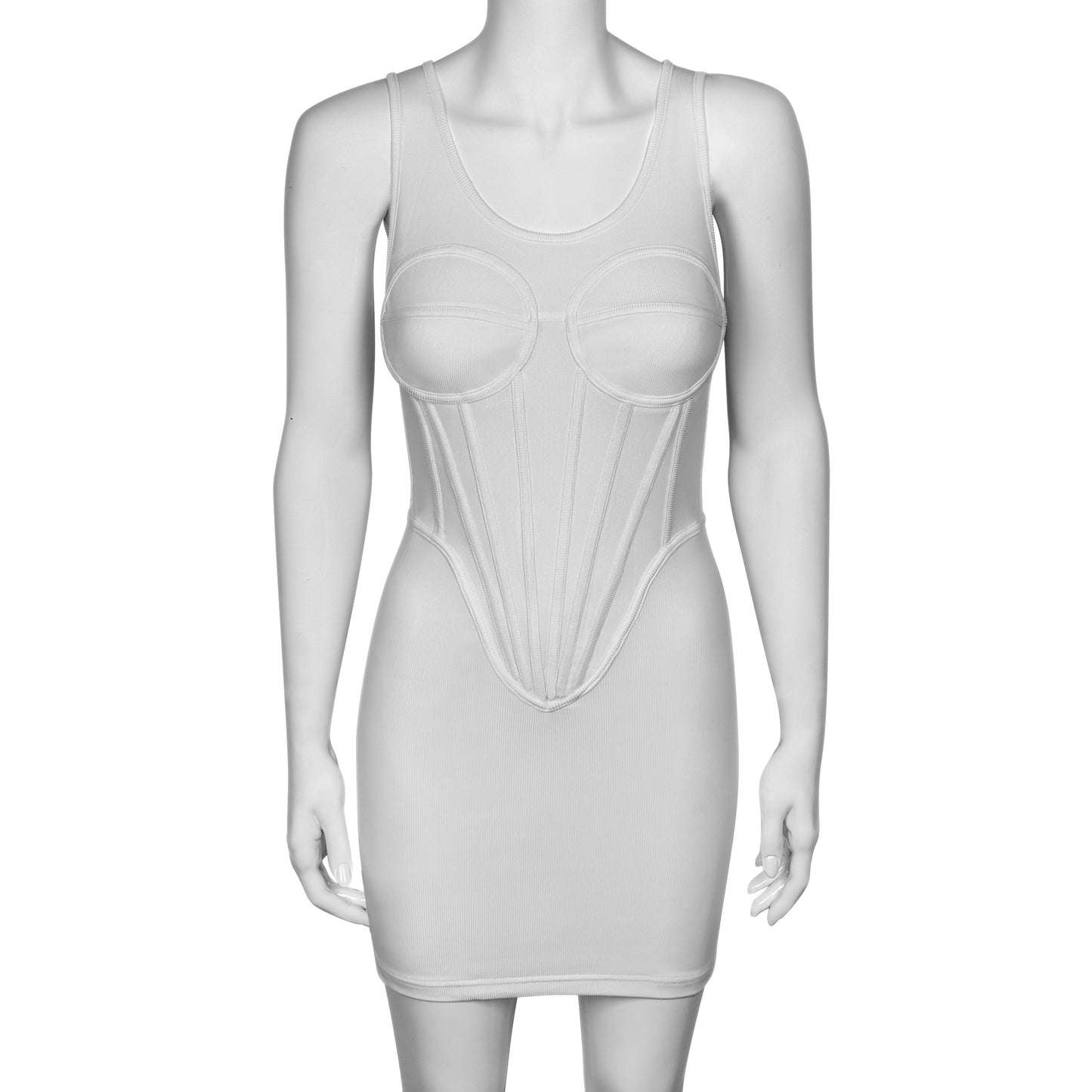 SEKS White Corset Tank Thong Dress